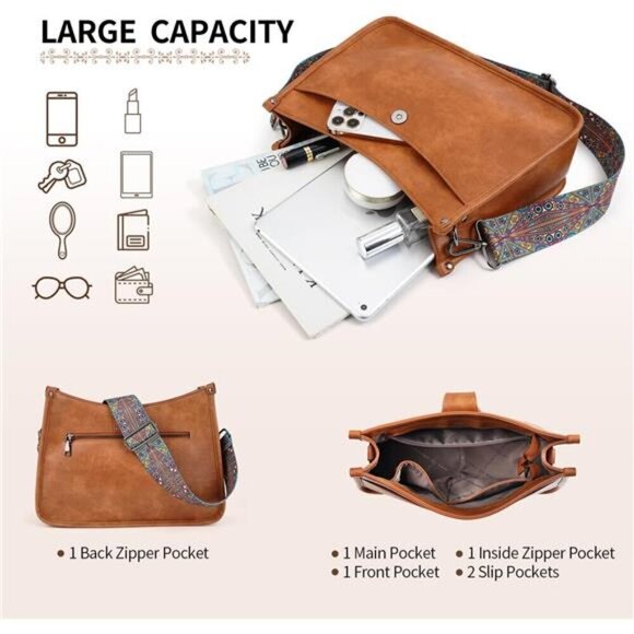 Crossbody Bags For Women Trendy, Leather Hobo Handbag Crossbody Purses - Picture 4 of 7